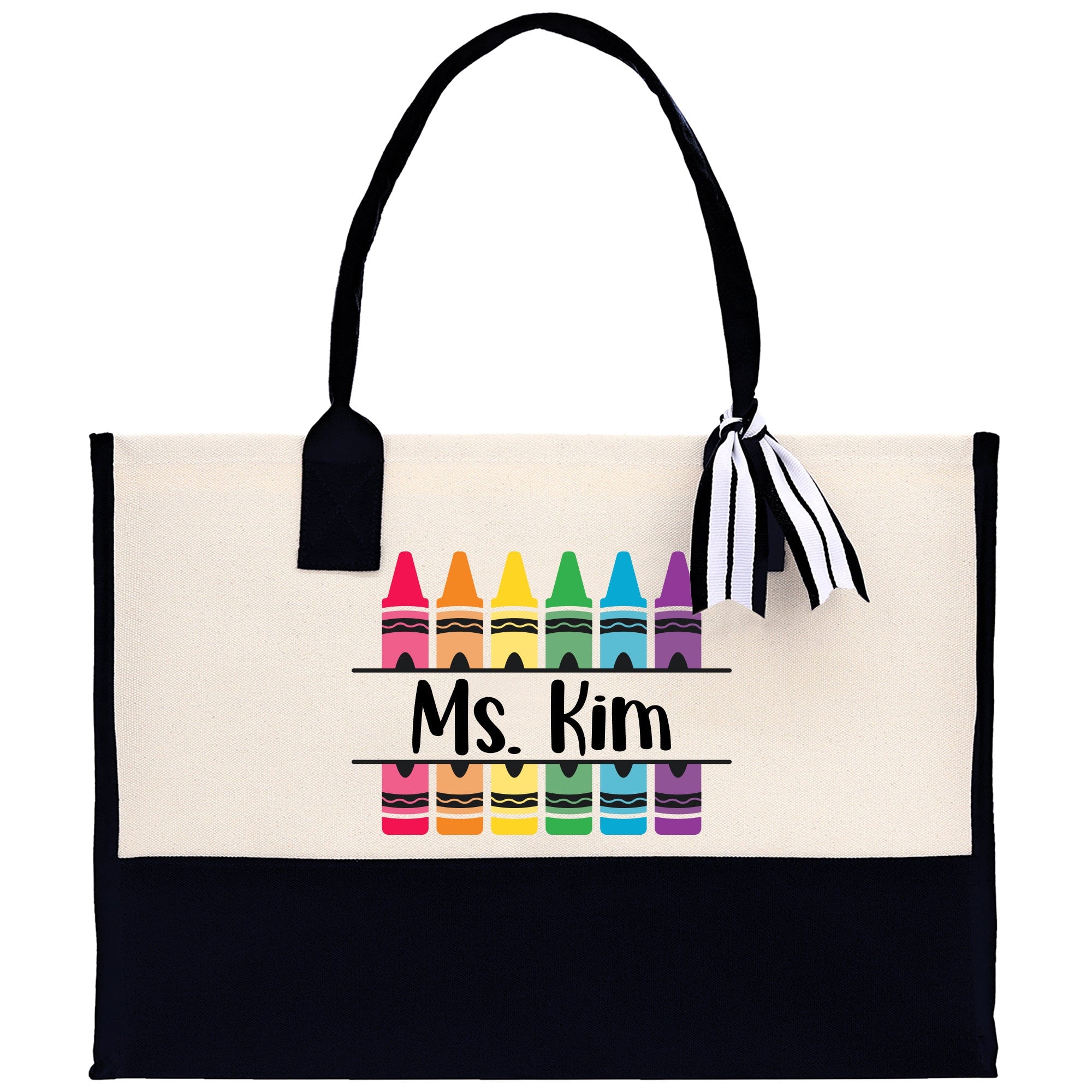 Personalized Teacher Cotton Canvas Tote Bag Gift for Teachers Teacher Life Tote Custom Teacher Appreciation Gift Bag Teacher Name Bag - Aaria Tees Aaria Tees