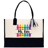 Personalized Teacher Cotton Canvas Tote Bag Gift for Teachers Teacher Life Tote Custom Teacher Appreciation Gift Bag Teacher Name Bag - Aaria Tees Aaria Tees