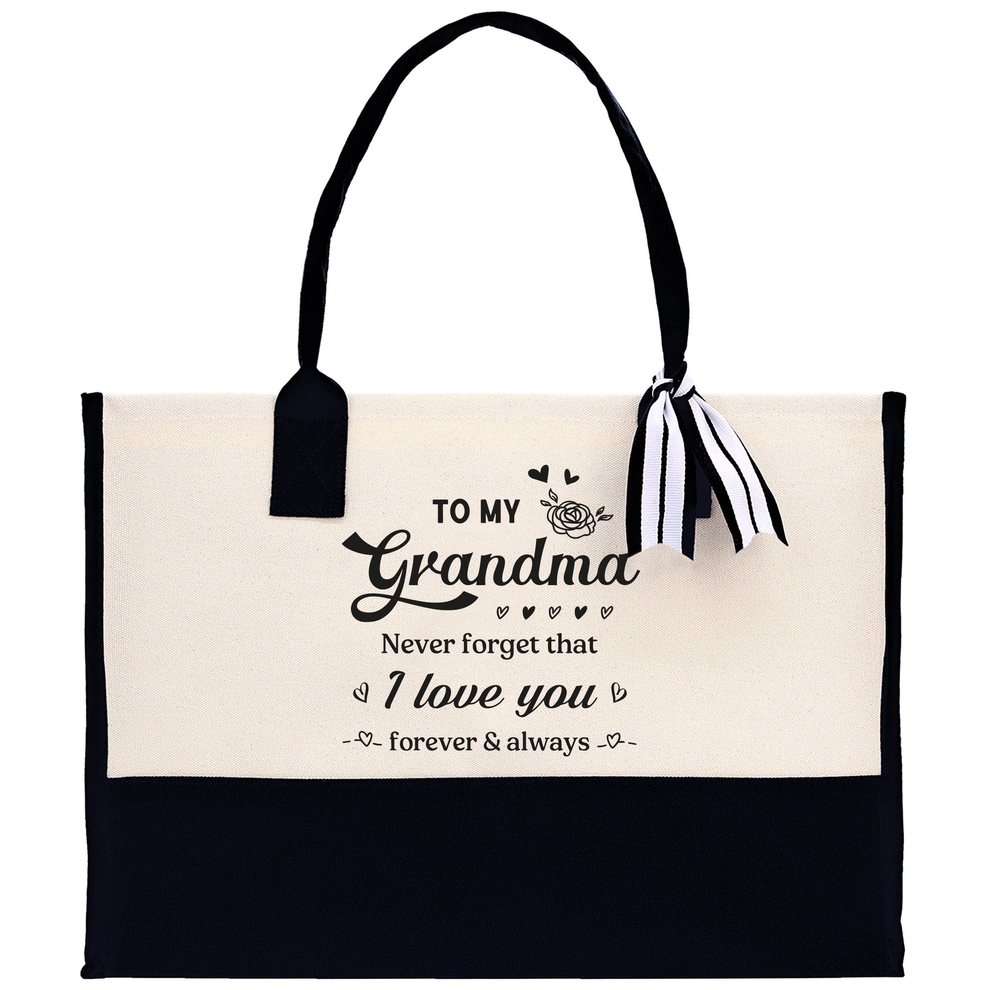 To My Grandma Never Forget That I Love You Forever & Always Cotton Canvas Tote Bag Birthday Gift From Grandkids to Grandma Jewelry Box Gift - Aaria Tees Aaria Tees