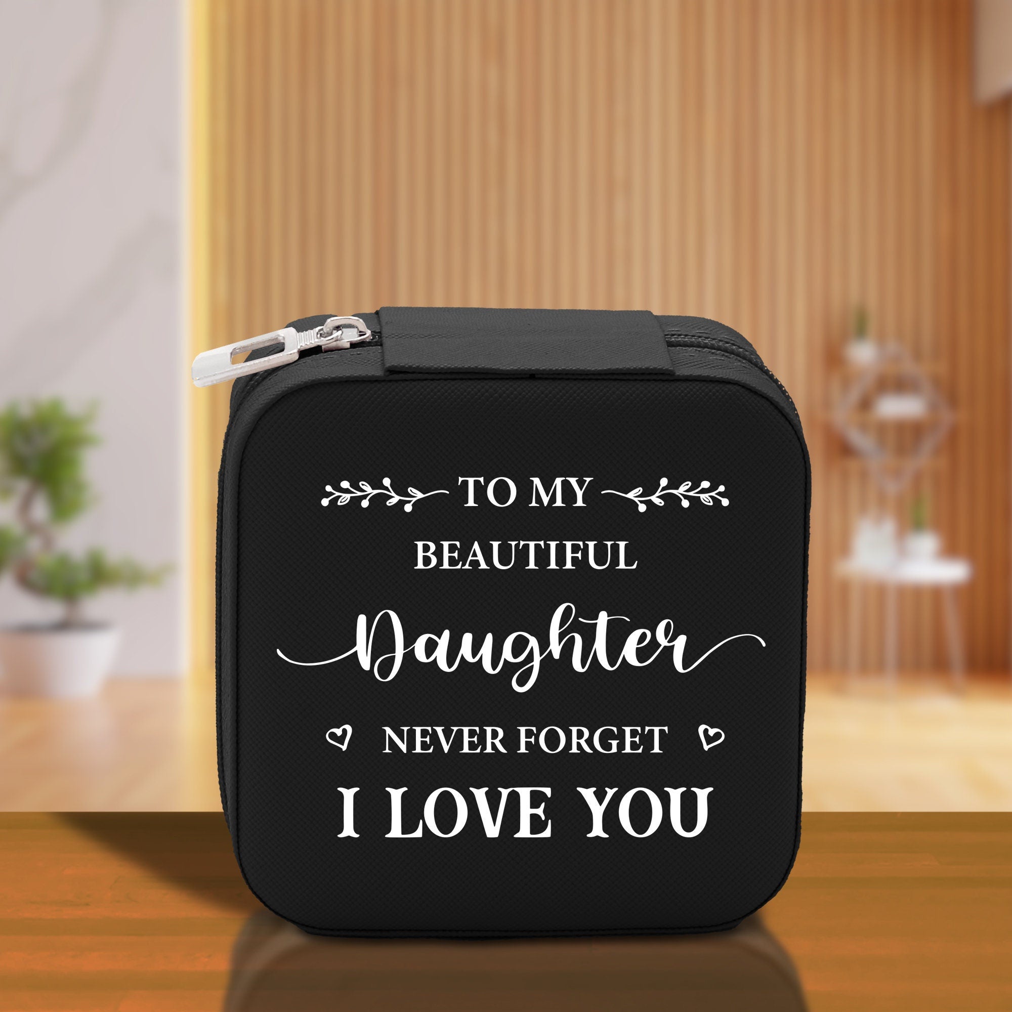 To My Beautiful Daughter Never Forget I Love Cotton Canvas Tote Bag Daughter Birthday Gift From Mother to Daughter Jewelry Box Gift - Aaria Tees Aaria Tees
