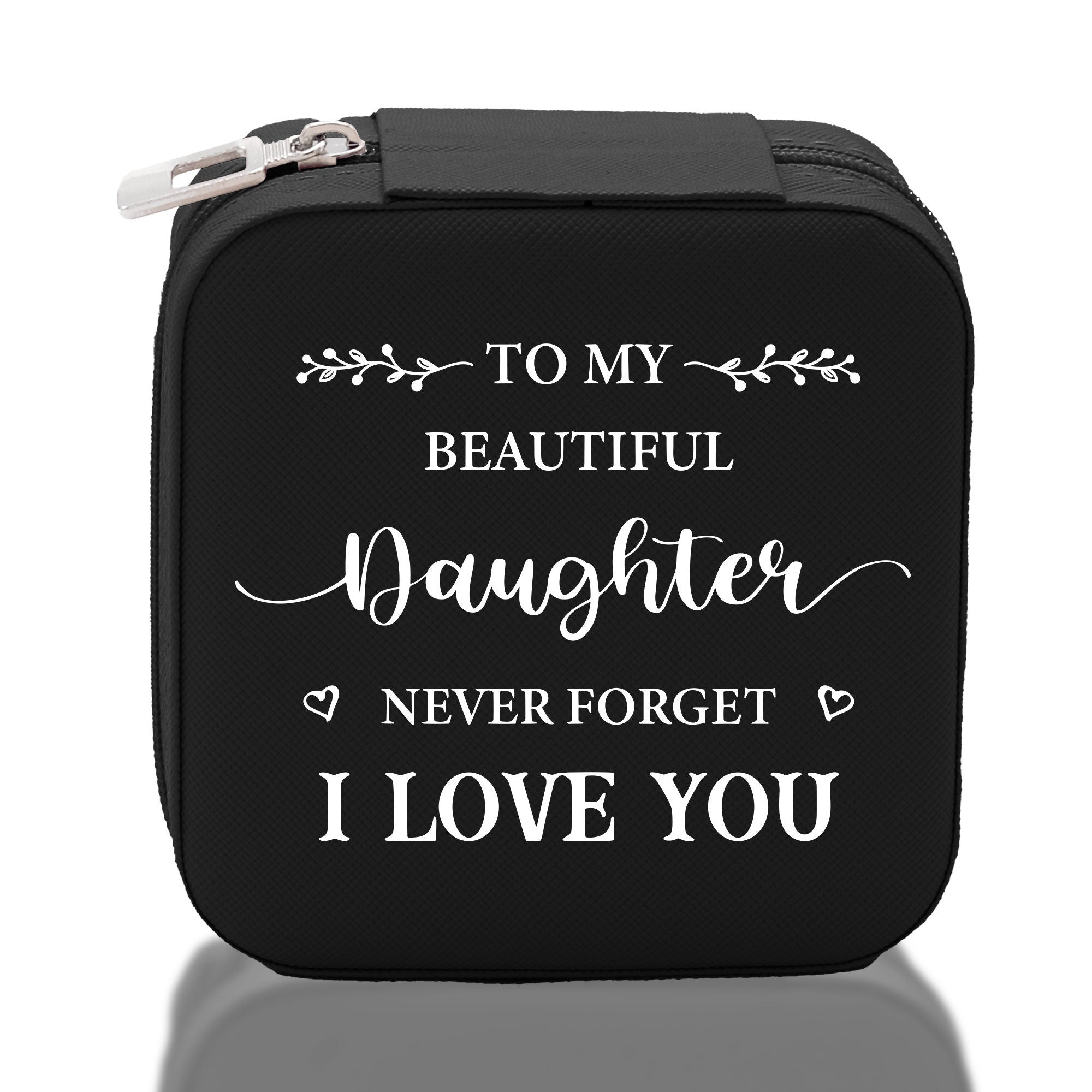 To My Beautiful Daughter Never Forget I Love Cotton Canvas Tote Bag Daughter Birthday Gift From Mother to Daughter Jewelry Box Gift - Aaria Tees Aaria Tees