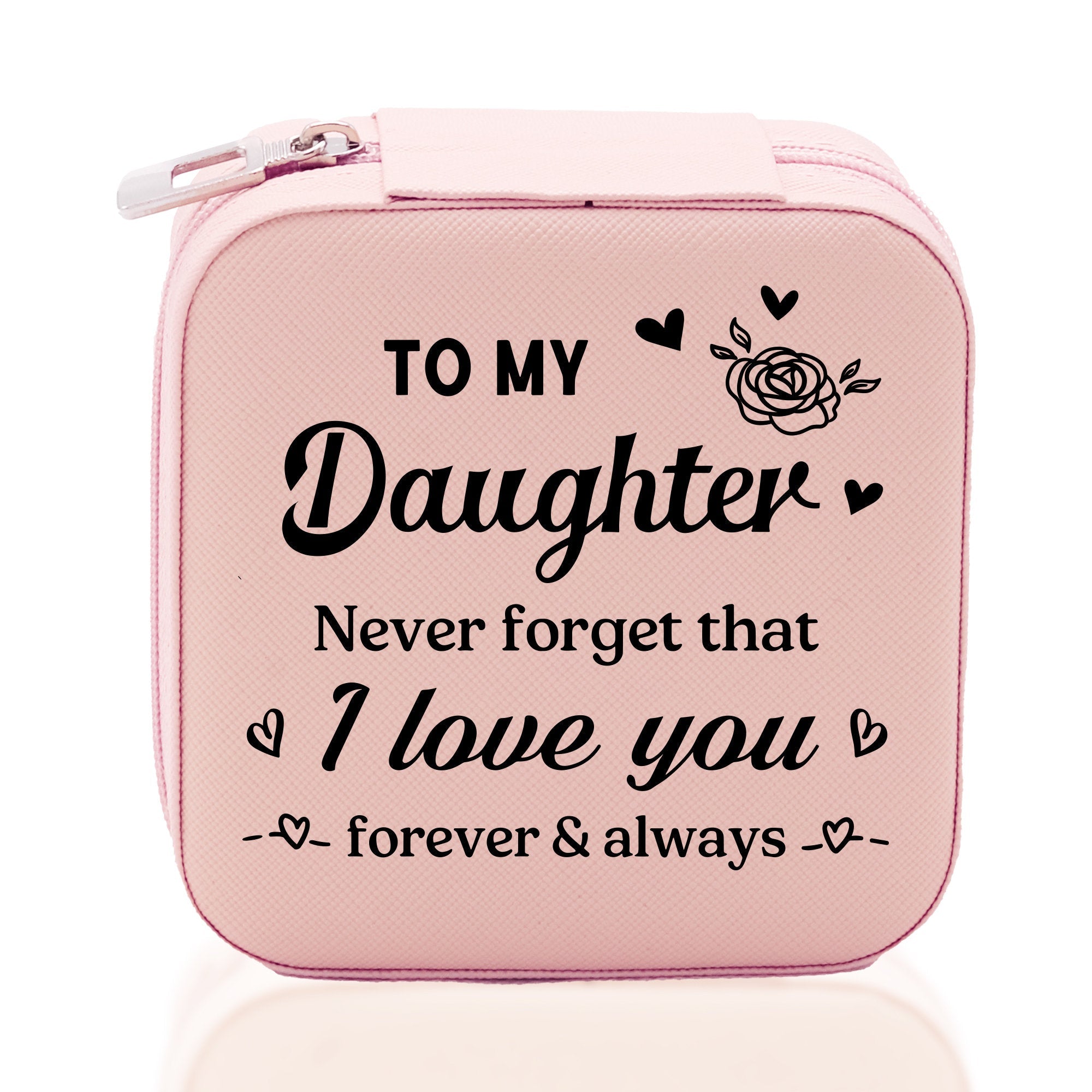 To My Daughter Never Forget That I Love You Forever & Always Cotton Canvas Tote Bag Birthday Gift From Mother to Daughter Jewelry Box Gift - Aaria Tees Aaria Tees