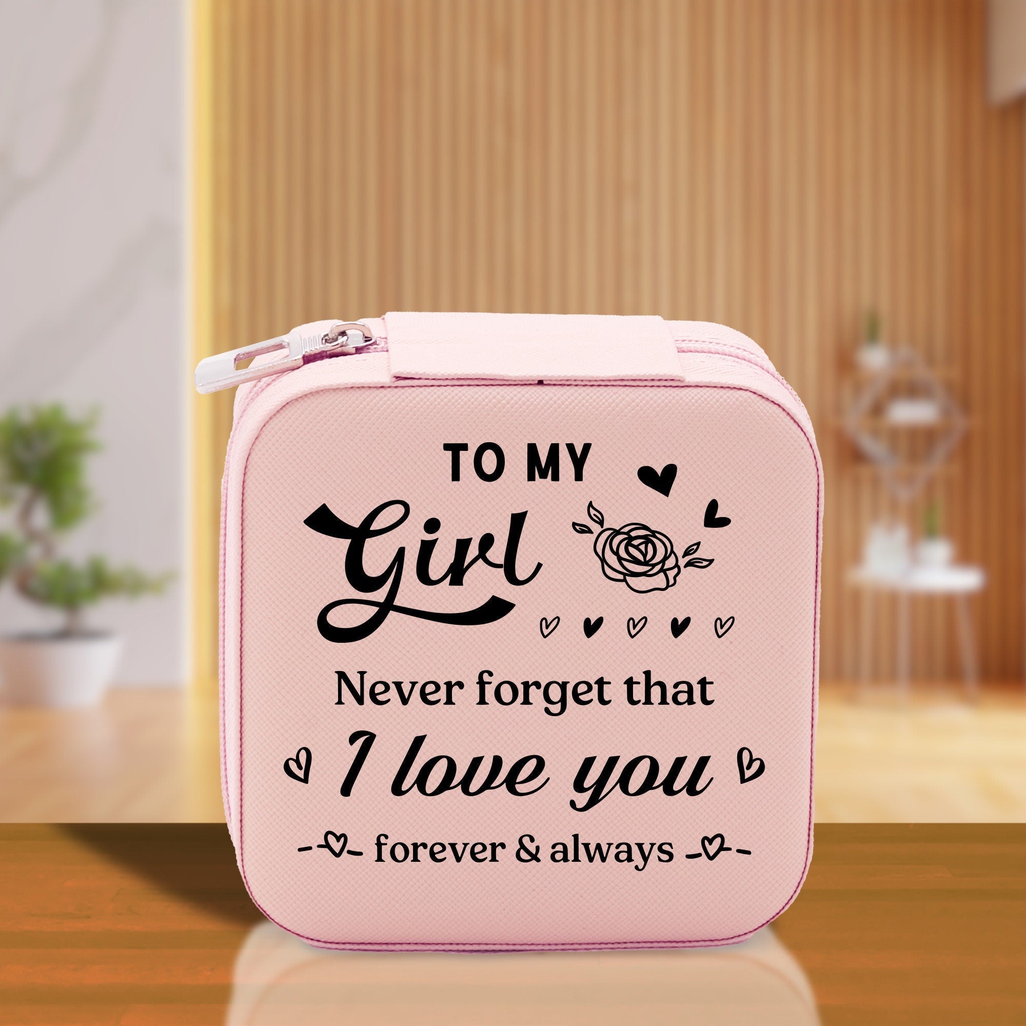 To My Girl Never Forget That I Love You Forever & Always Cotton Canvas Tote Bag Birthday Gift From Mother to Daughter Jewelry Box Gift - Aaria Tees Aaria Tees