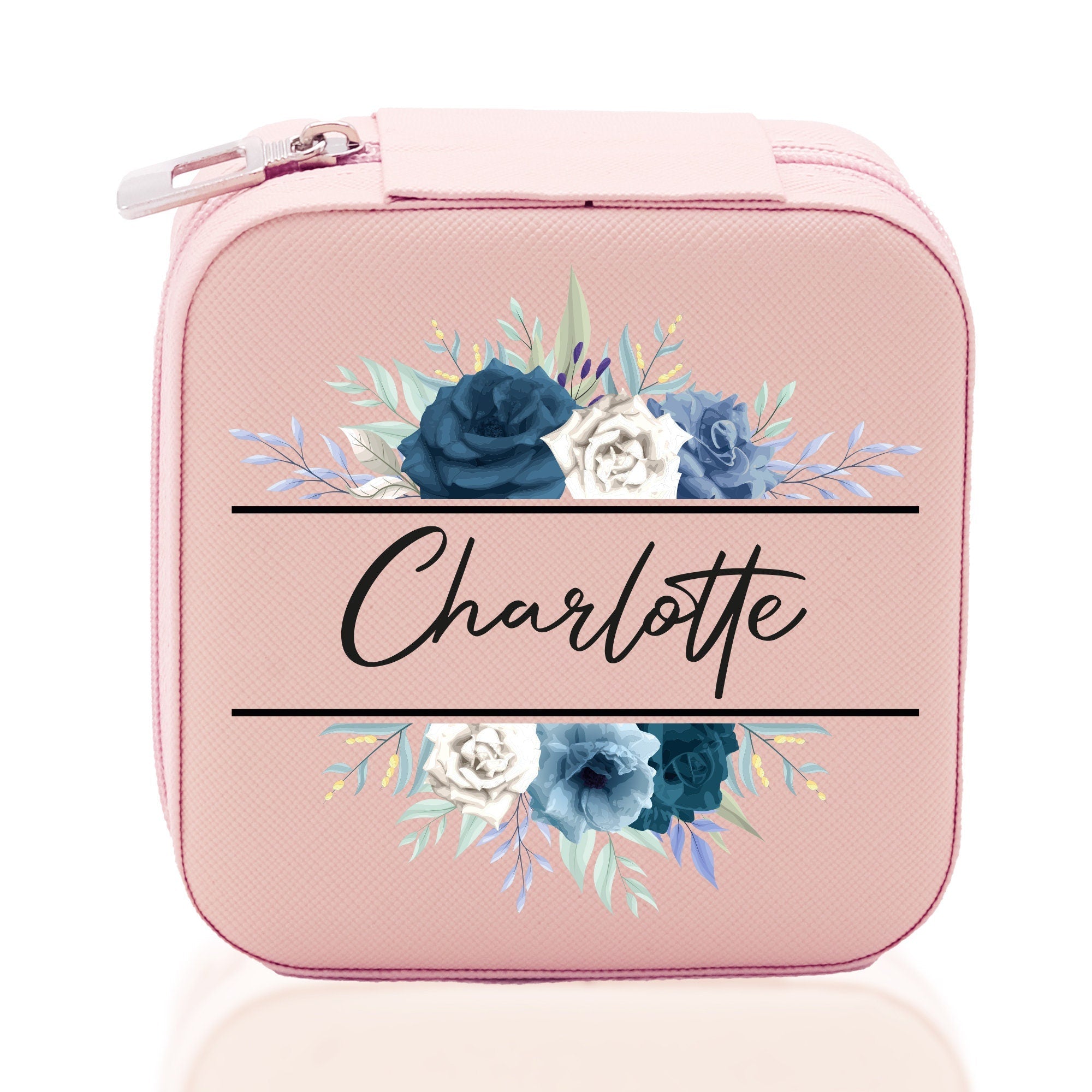 Floral Frame Custom Name Cotton Canvas Tote Bag Personalized Bridesmaid Gift Bag Wedding Birthday Gift Custom Name Tote Maid of Honor Gift - Aaria Tees Aaria Tees