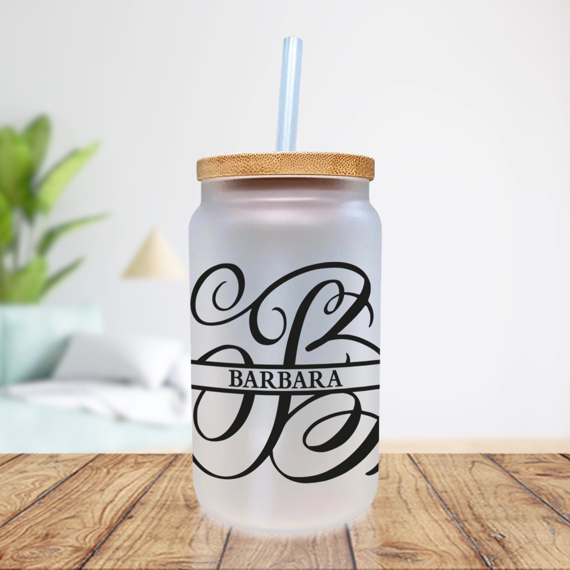 Split Initial and Name Custom Cotton Canvas Tote Bag Personalized Initial Tote Birthday Gift Wedding Gift Jewelry Box Frosted Can Glass Set - Aaria Tees Aaria Tees