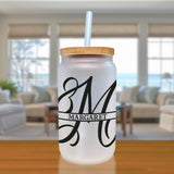 Split Initial and Name Custom Cotton Canvas Tote Bag Personalized Initial Tote Birthday Gift Wedding Gift Jewelry Box Frosted Can Glass Set - Aaria Tees Aaria Tees