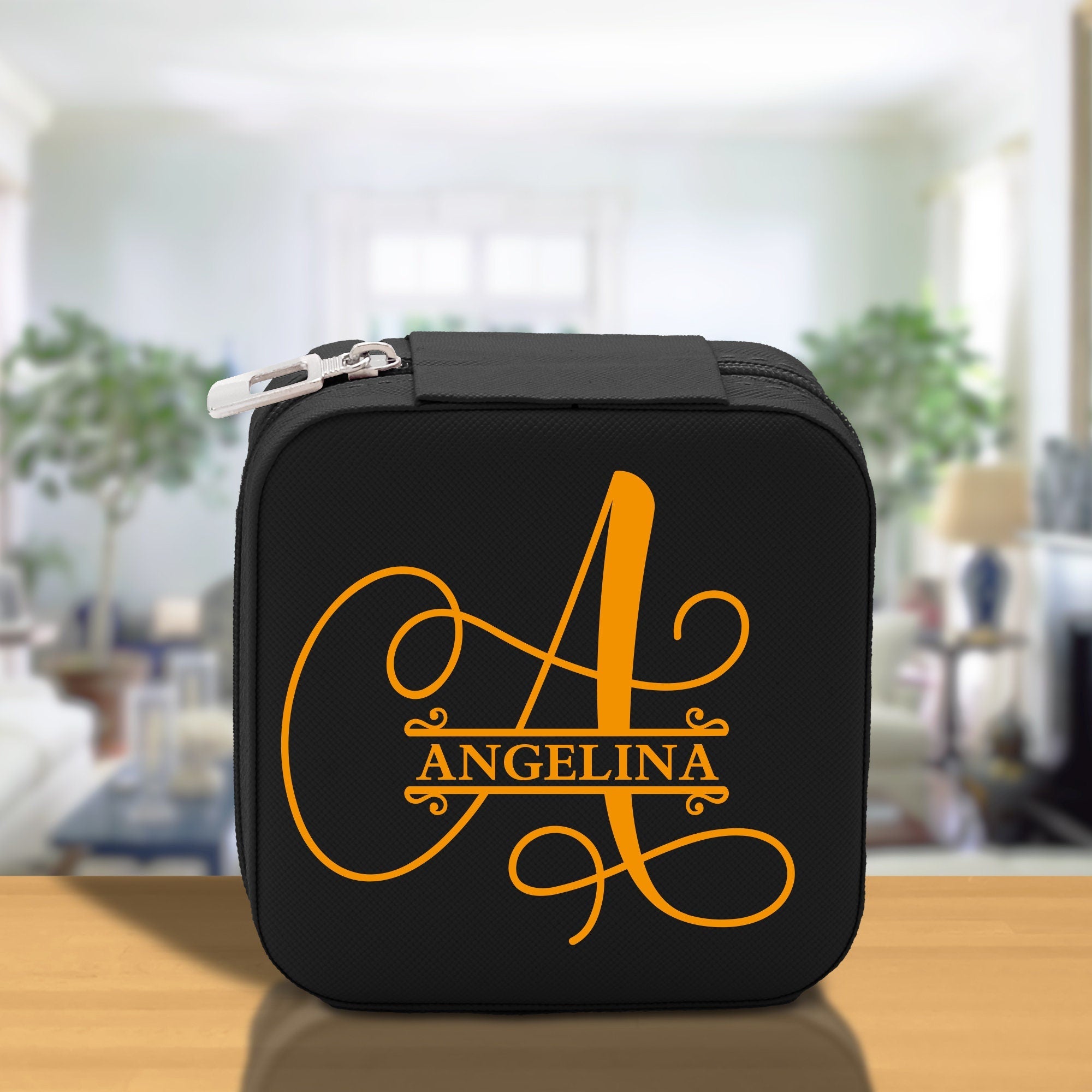 Split Initial and Name Custom Cotton Canvas Tote Bag Personalized Initial Tote Birthday Gift Wedding Gift Jewelry Box Frosted Can Glass Set - Aaria Tees Aaria Tees