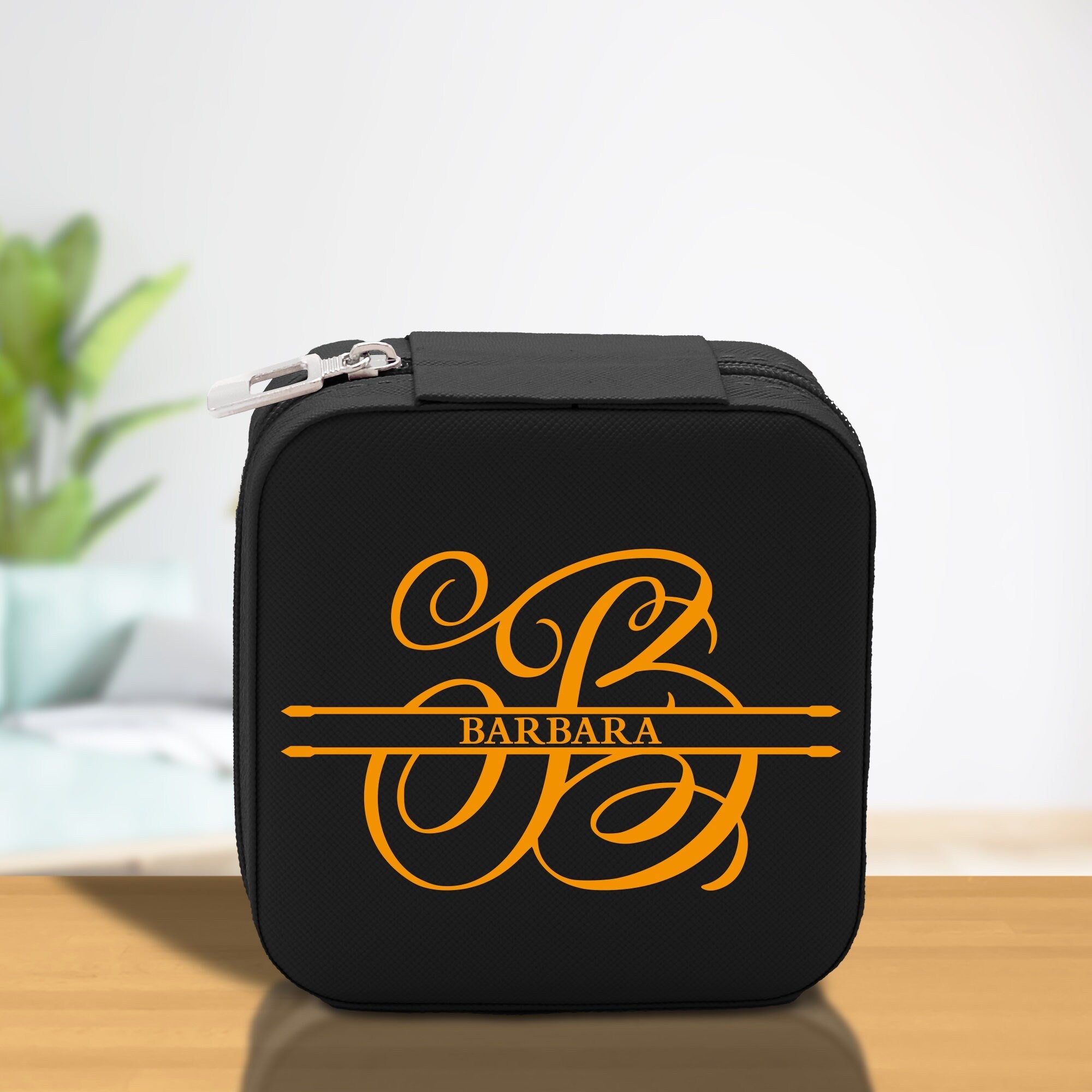 Split Initial and Name Custom Cotton Canvas Tote Bag Personalized Initial Tote Birthday Gift Wedding Gift Jewelry Box Frosted Can Glass Set - Aaria Tees Aaria Tees