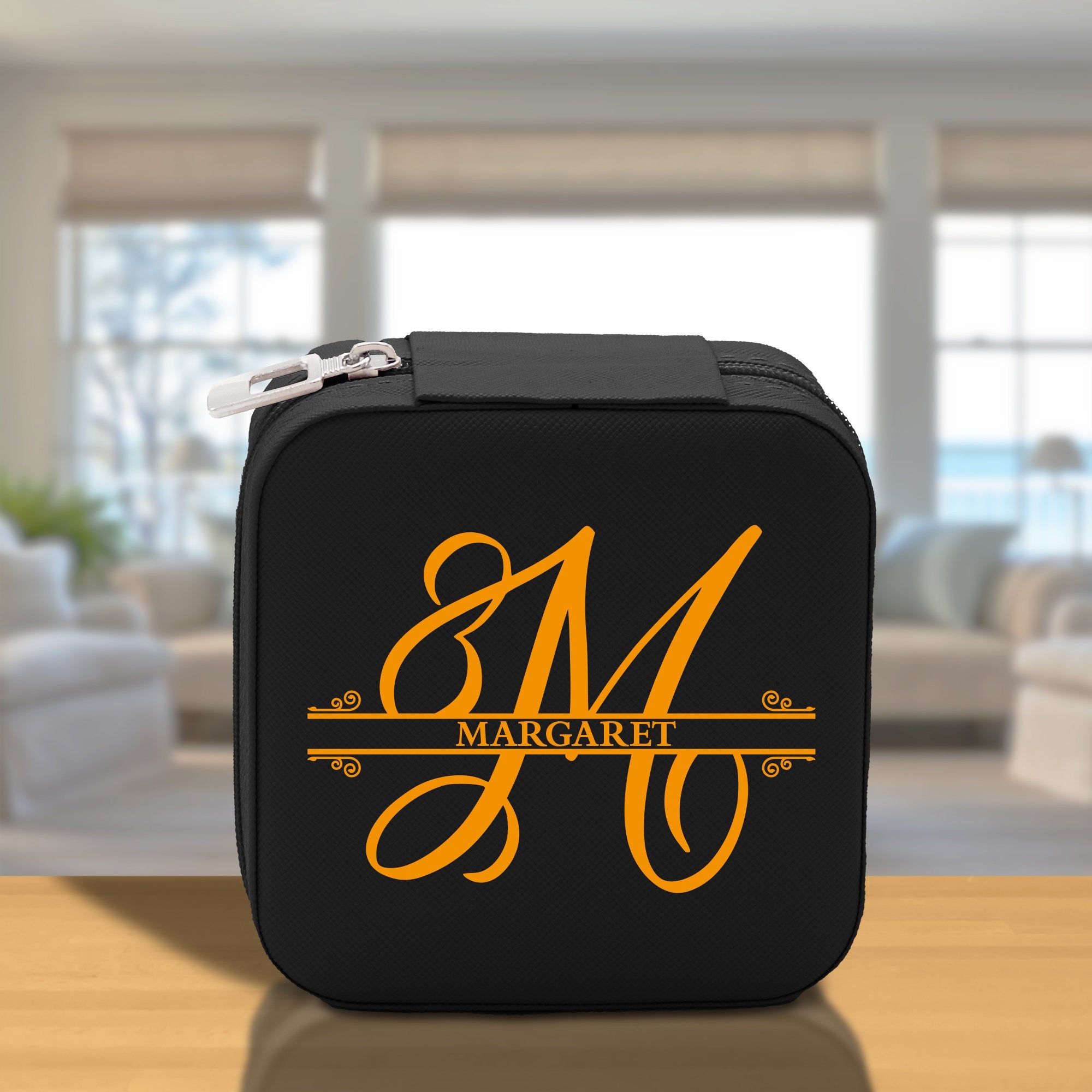 Split Initial and Name Custom Cotton Canvas Tote Bag Personalized Initial Tote Birthday Gift Wedding Gift Jewelry Box Frosted Can Glass Set - Aaria Tees Aaria Tees
