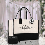 Wedding Custom Name Cotton Canvas Tote Bag Personalized Wedding Bag Bridal Shower Gift Honeymoon Gift Customized Wedding Gift Bridesmaid Gif - Aaria Tees Aaria Tees
