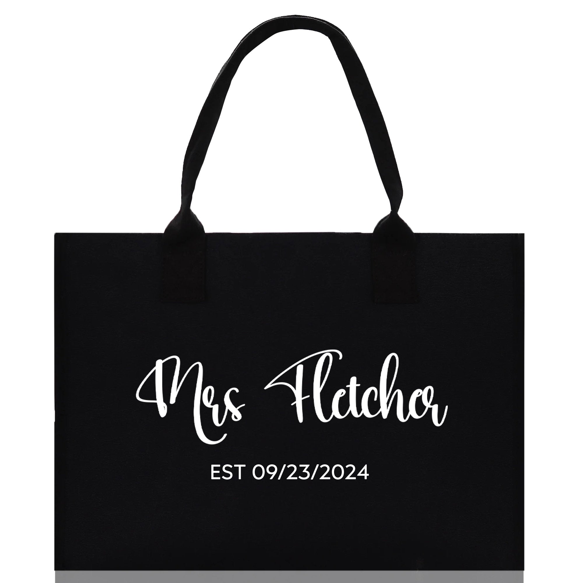 Mrs. Last Name Est Year Tote Bag Personalized Date Wedding Tote Bridal Shower Gift Honeymoon Gift Customized Wedding Gift Bridesmaid Gift - Aaria Tees Aaria Tees