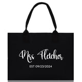 Mrs. Last Name Est Year Tote Bag Personalized Date Wedding Tote Bridal Shower Gift Honeymoon Gift Customized Wedding Gift Bridesmaid Gift - Aaria Tees Aaria Tees