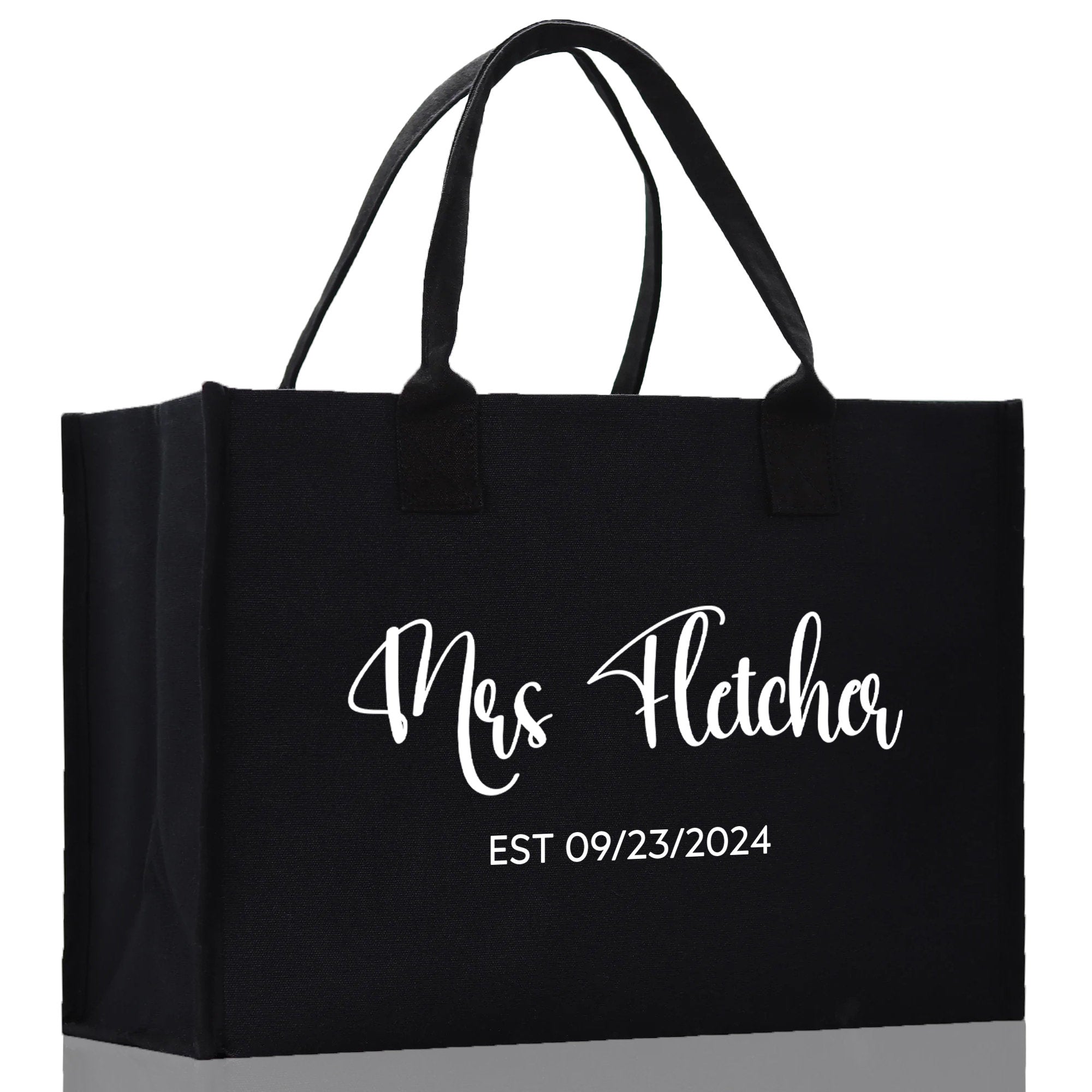 Mrs. Last Name Est Year Tote Bag Personalized Date Wedding Tote Bridal Shower Gift Honeymoon Gift Customized Wedding Gift Bridesmaid Gift - Aaria Tees Aaria Tees