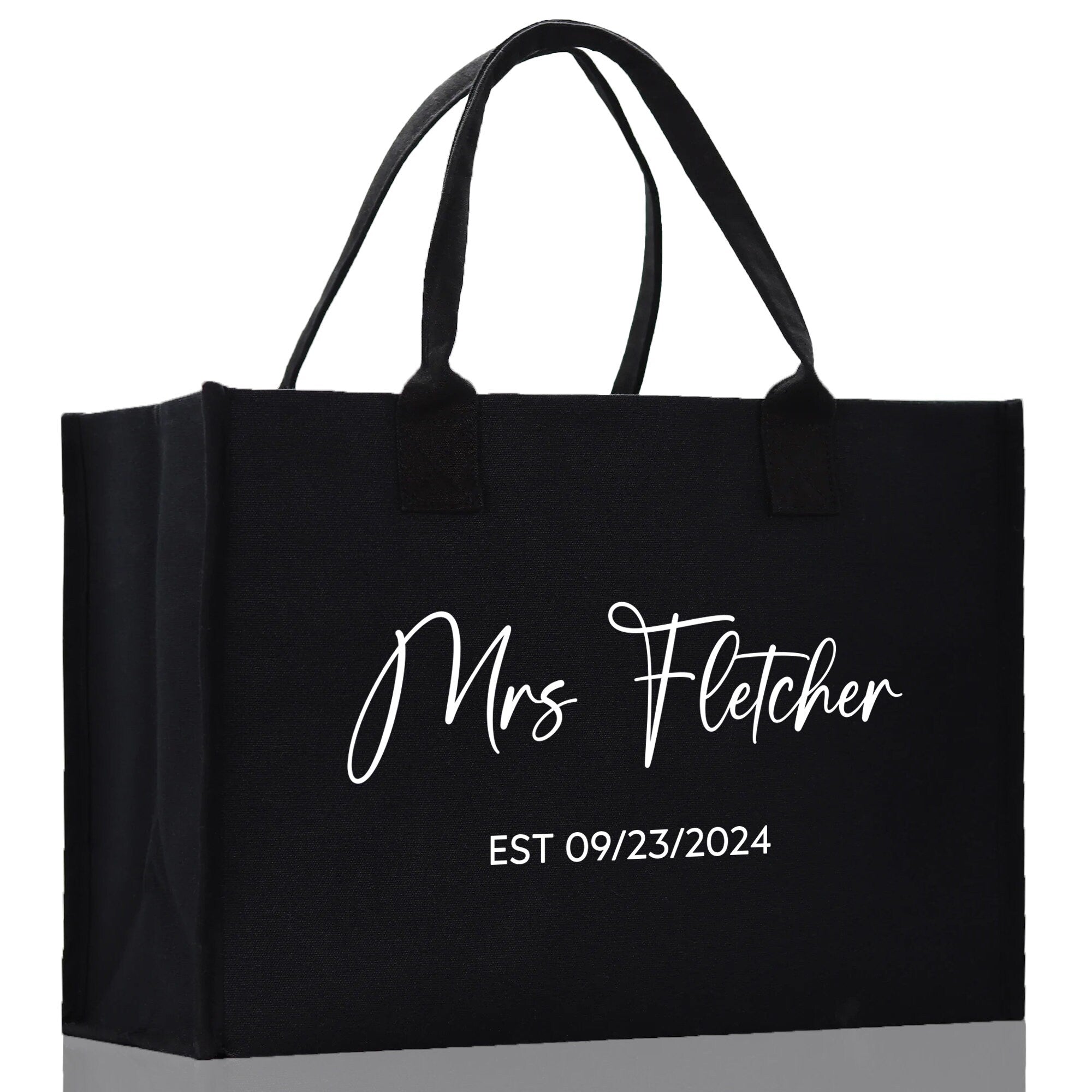 Mrs. Last Name Est Year Tote Bag Personalized Date Wedding Tote Bridal Shower Gift Honeymoon Gift Customized Wedding Gift Bridesmaid Gift - Aaria Tees Aaria Tees