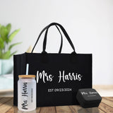 Mrs. Last Name Est Year Tote Bag Personalized Date Wedding Tote Bridal Shower Gift Honeymoon Gift Customized Wedding Gift Bridesmaid Gift - Aaria Tees Aaria Tees
