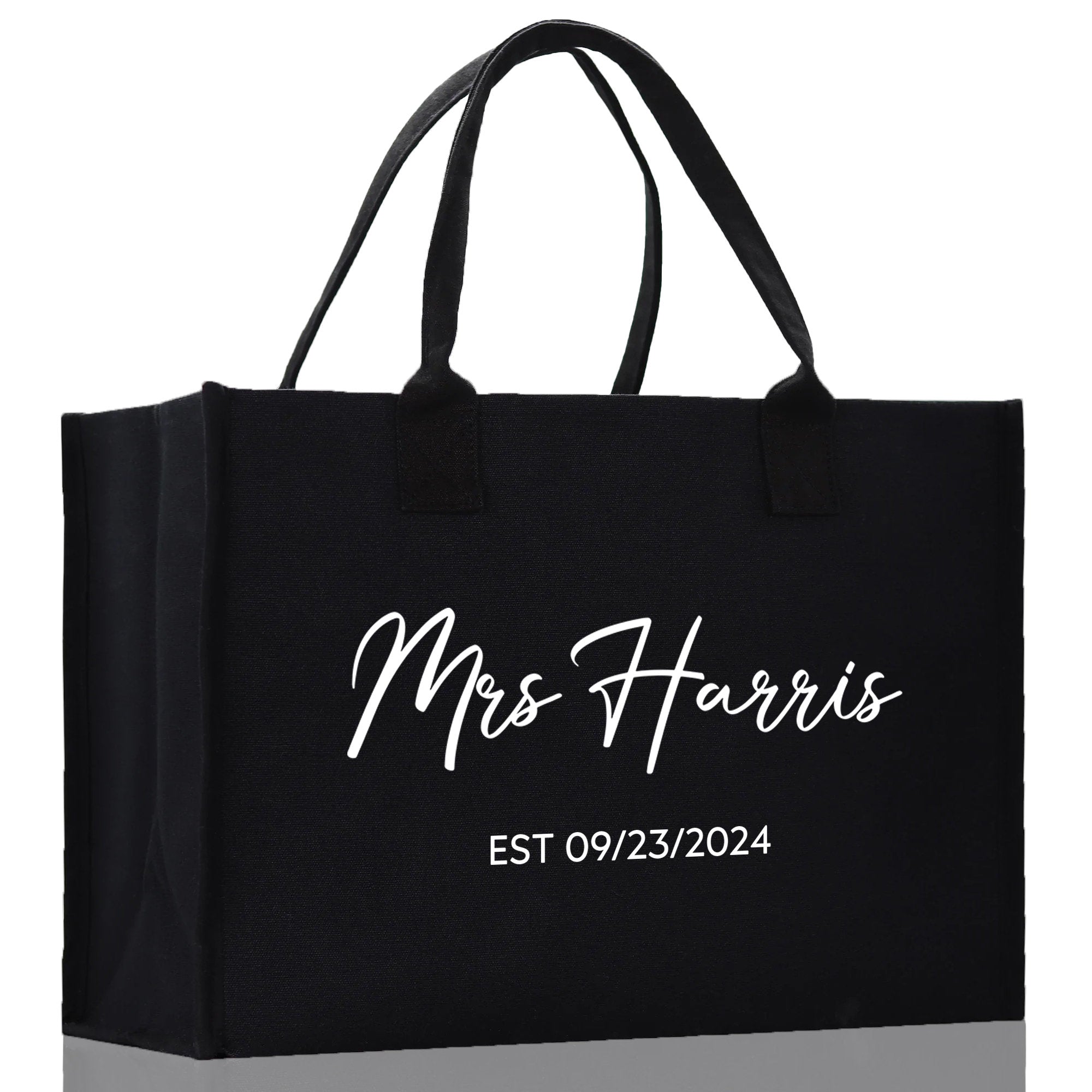 Mrs. Last Name Est Year Tote Bag Personalized Date Wedding Tote Bridal Shower Gift Honeymoon Gift Customized Wedding Gift Bridesmaid Gift - Aaria Tees Aaria Tees