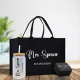 Mrs. Last Name Est Year Tote Bag Personalized Date Wedding Tote Bridal Shower Gift Honeymoon Gift Customized Wedding Gift Bridesmaid Gift - Aaria Tees Aaria Tees