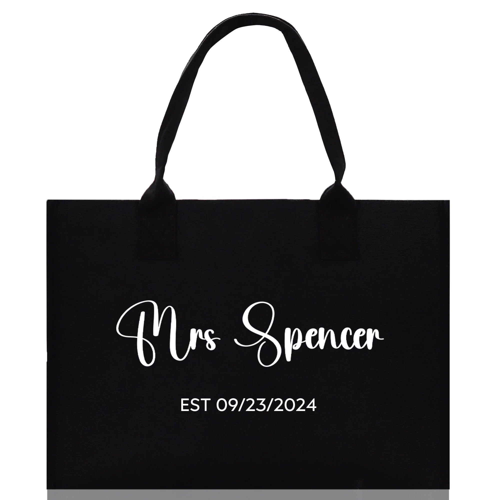 Mrs. Last Name Est Year Tote Bag Personalized Date Wedding Tote Bridal Shower Gift Honeymoon Gift Customized Wedding Gift Bridesmaid Gift - Aaria Tees Aaria Tees