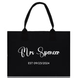 Mrs. Last Name Est Year Tote Bag Personalized Date Wedding Tote Bridal Shower Gift Honeymoon Gift Customized Wedding Gift Bridesmaid Gift - Aaria Tees Aaria Tees