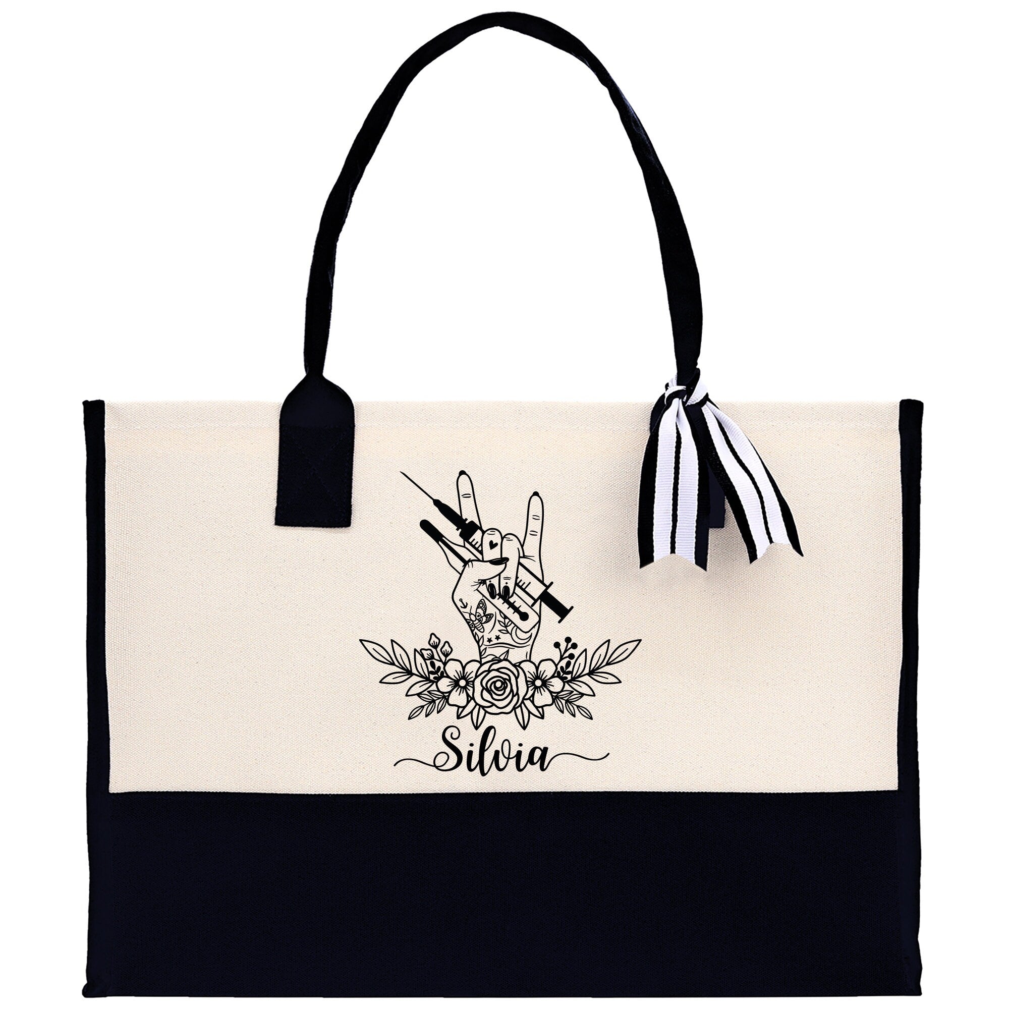 Nurse Tote Custom Name Personalized Cotton Canvas Tote Bag Nurse Gift Future Nurse Gift Nursing Student Graduation Gift - Aaria Tees Aaria Tees