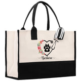 Floral Stethoscope Nurse Tote Custom Name Personalized Cotton Canvas Tote Bag Nurse Gift Future Nurse Gift Nursing Student Graduation Gift - Aaria Tees Aaria Tees