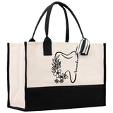 Floral Teeth Nurse Tote Custom Name Personalized Cotton Canvas Tote Bag Nurse Gift Future Nurse Gift Nursing Student Graduation Gift - Aaria Tees Aaria Tees