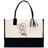 Stethoscope Heart Nurse Tote Custom Name Personalized Cotton Canvas Tote Bag Nurse Gift Future Nurse Gift Nursing Student Graduation Gift - Aaria Tees Aaria Tees