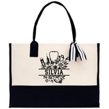 Nurse Stuff Floral Tote Custom Name Personalized Cotton Canvas Tote Bag Nurse Gift Future Nurse Gift Nursing Student Graduation Gift - Aaria Tees Aaria Tees