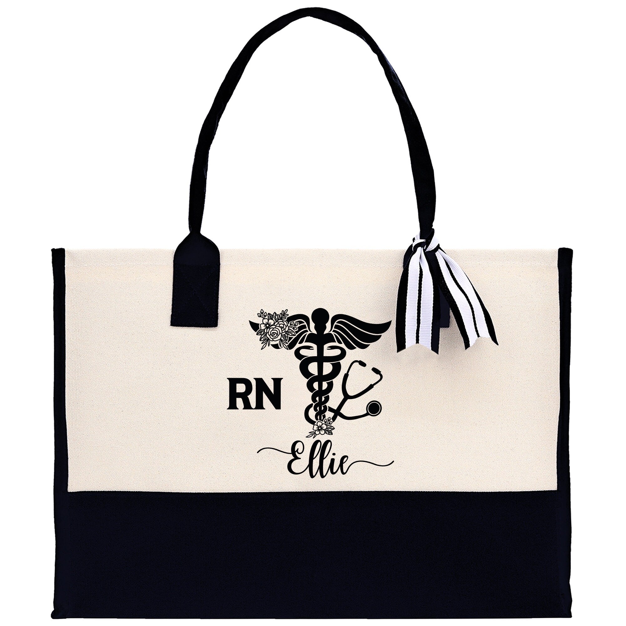 Nurse RN Tote Custom Name Personalized Cotton Canvas Tote Bag Nurse Gift Future Nurse Gift Nursing Student Graduation Gift - Aaria Tees Aaria Tees