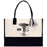 Nurse RN Tote Custom Name Personalized Cotton Canvas Tote Bag Nurse Gift Future Nurse Gift Nursing Student Graduation Gift - Aaria Tees Aaria Tees