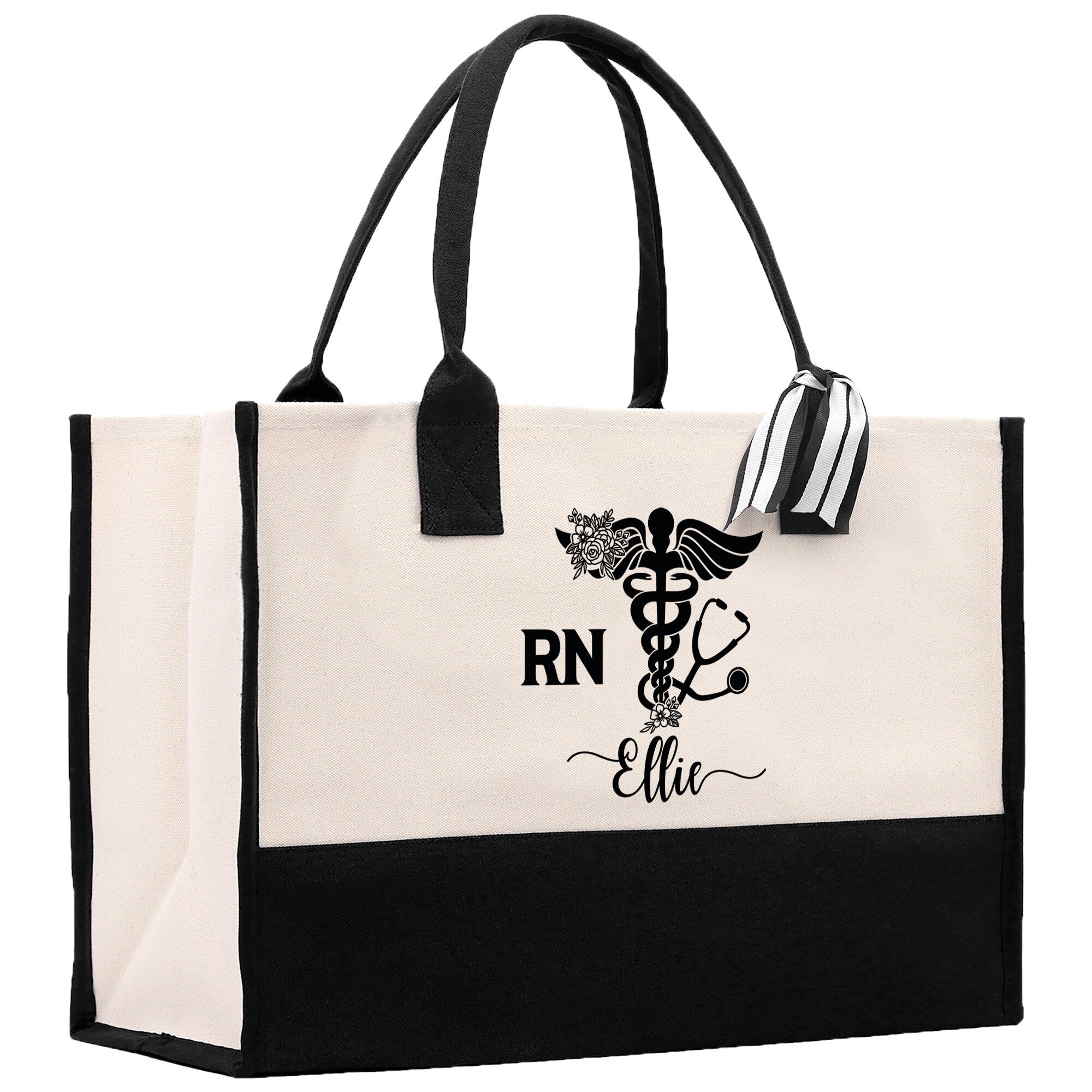 Nurse RN Tote Custom Name Personalized Cotton Canvas Tote Bag Nurse Gift Future Nurse Gift Nursing Student Graduation Gift - Aaria Tees Aaria Tees
