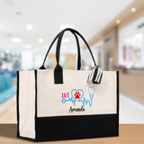 Nurse Stethoscope Heart LVT Tote Custom Name Personalized Cotton Canvas Tote Bag Nurse Gift Future Nursing Student Graduation Gift - Aaria Tees Aaria Tees
