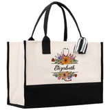 Floral Nurse Tote Custom Name Personalized Cotton Canvas Tote Bag Nurse Gift Future Nurse Gift Nursing Student Graduation Gift - Aaria Tees Aaria Tees