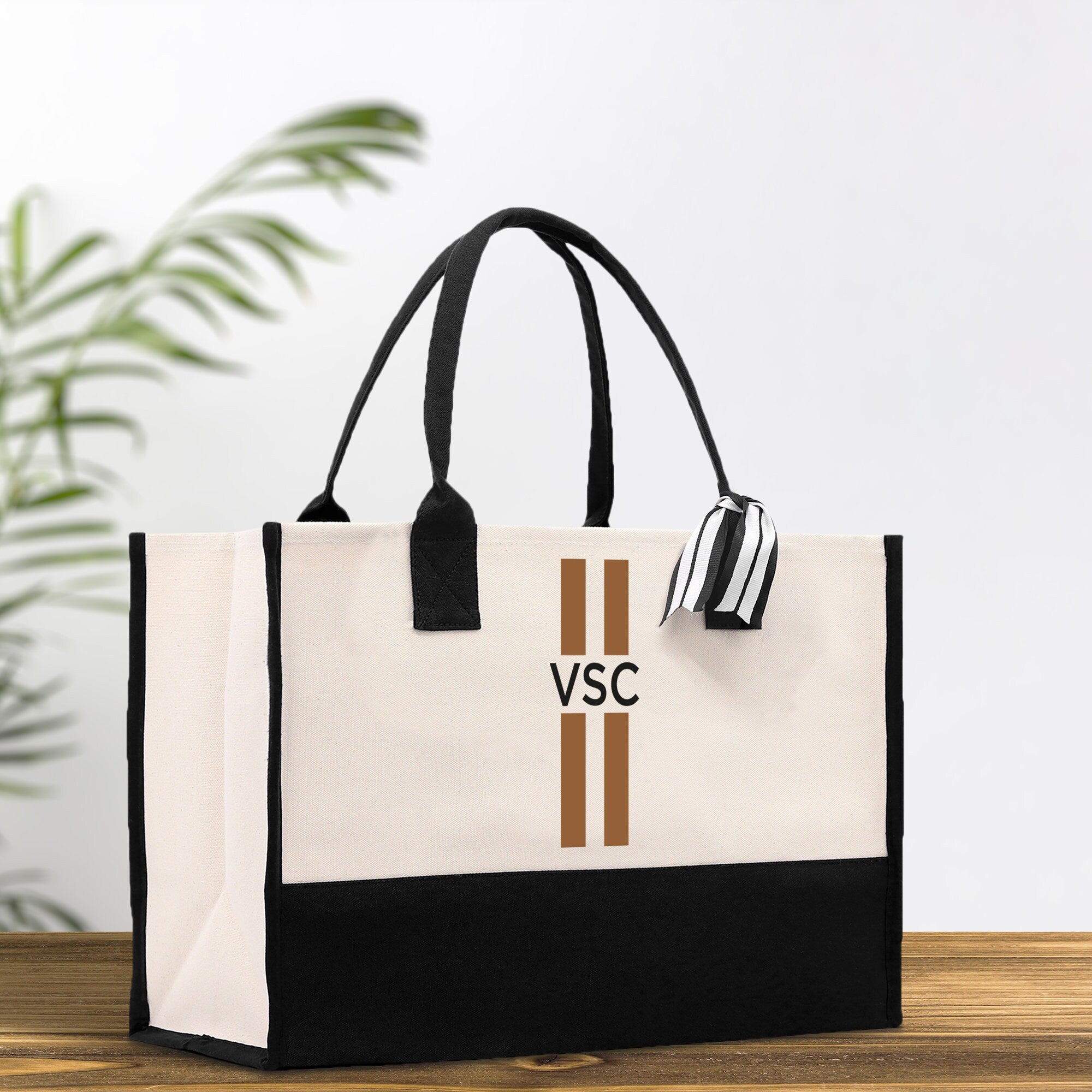 Personalized Monogrammed Canvas Tote Bag Striped Initials Custom Name Beach Bag Bridal Party Gifts Bride Gift Holiday Gift Bag - Aaria Tees Aaria Tees