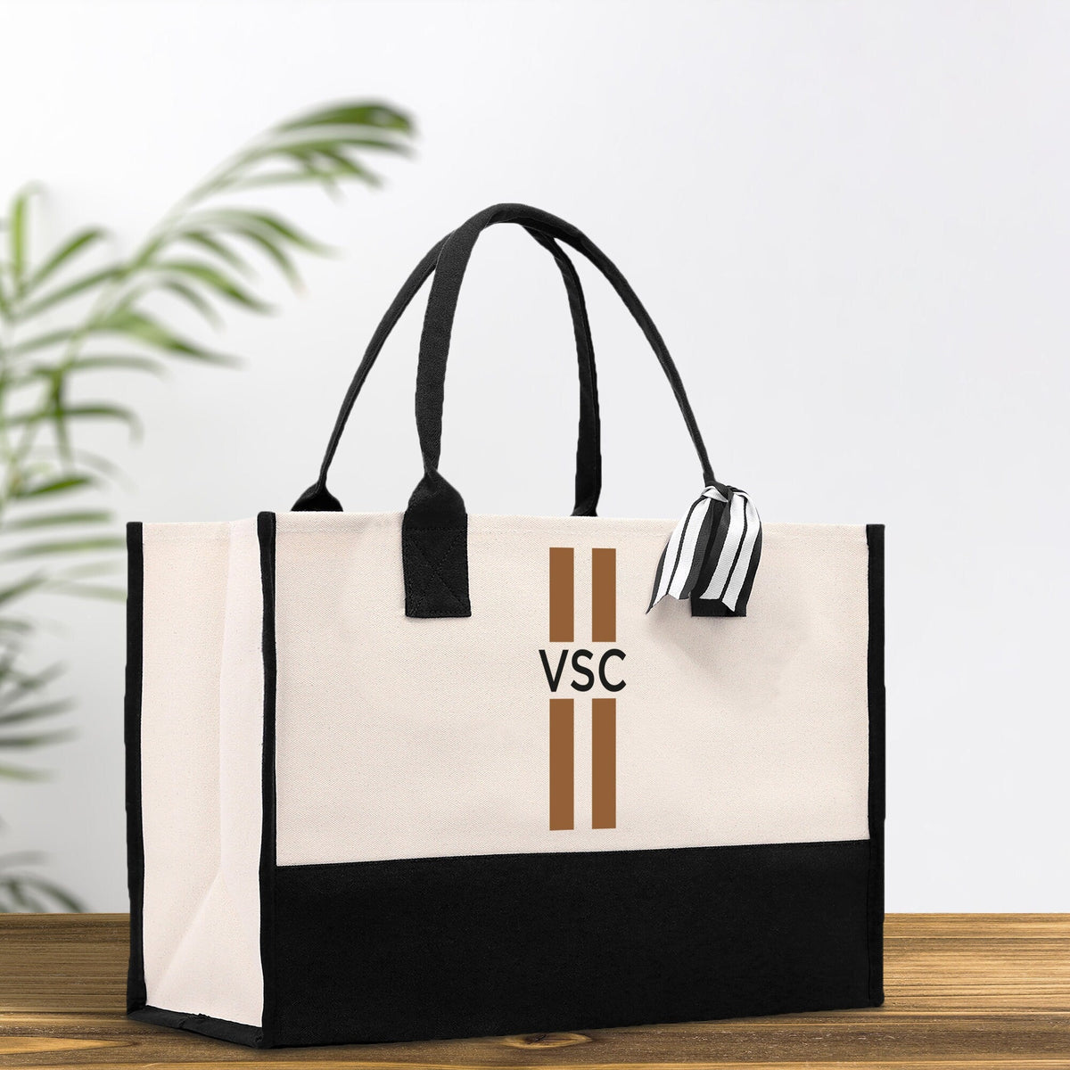 Personalized Monogrammed Canvas Tote Bag Striped Initials Custom Name Beach Bag Bridal Party Gifts Bride Gift Holiday Gift Bag - Aaria Tees