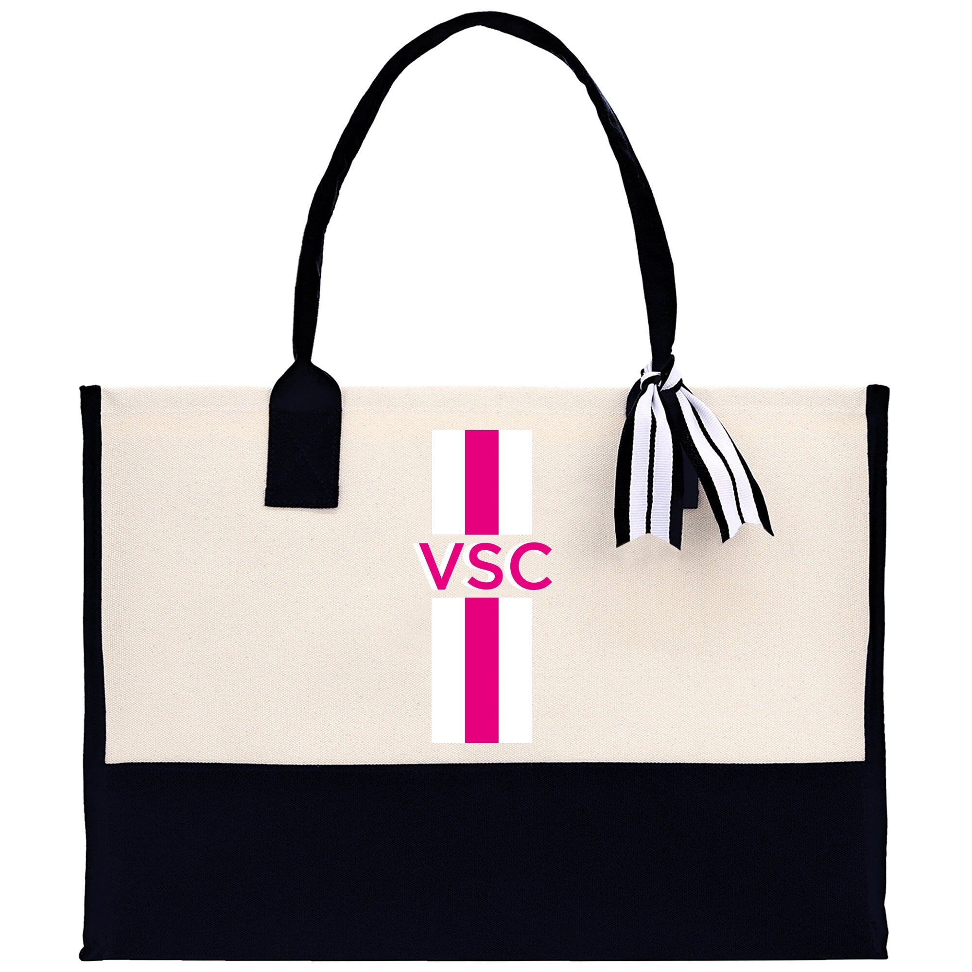Personalized Monogrammed Canvas Tote Bag Striped Initials Custom Name Beach Bag Bridal Party Gifts Bride Gift Holiday Gift Bag - Aaria Tees Aaria Tees