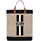 Personalized Monogrammed Canvas Tote Bag Striped Initials Custom Name Beach Bag Bridal Party Gifts Bride Gift Holiday Gift Bag - Aaria Tees Aaria Tees