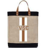 Personalized Monogrammed Canvas Tote Bag Striped Initials Custom Name Beach Bag Bridal Party Gifts Bride Gift Holiday Gift Bag - Aaria Tees Aaria Tees