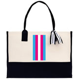 Personalized Monogrammed Canvas Tote Bag Striped Initials Custom Name Beach Bag Bridal Party Gifts Bride Gift Holiday Gift Bag - Aaria Tees Aaria Tees