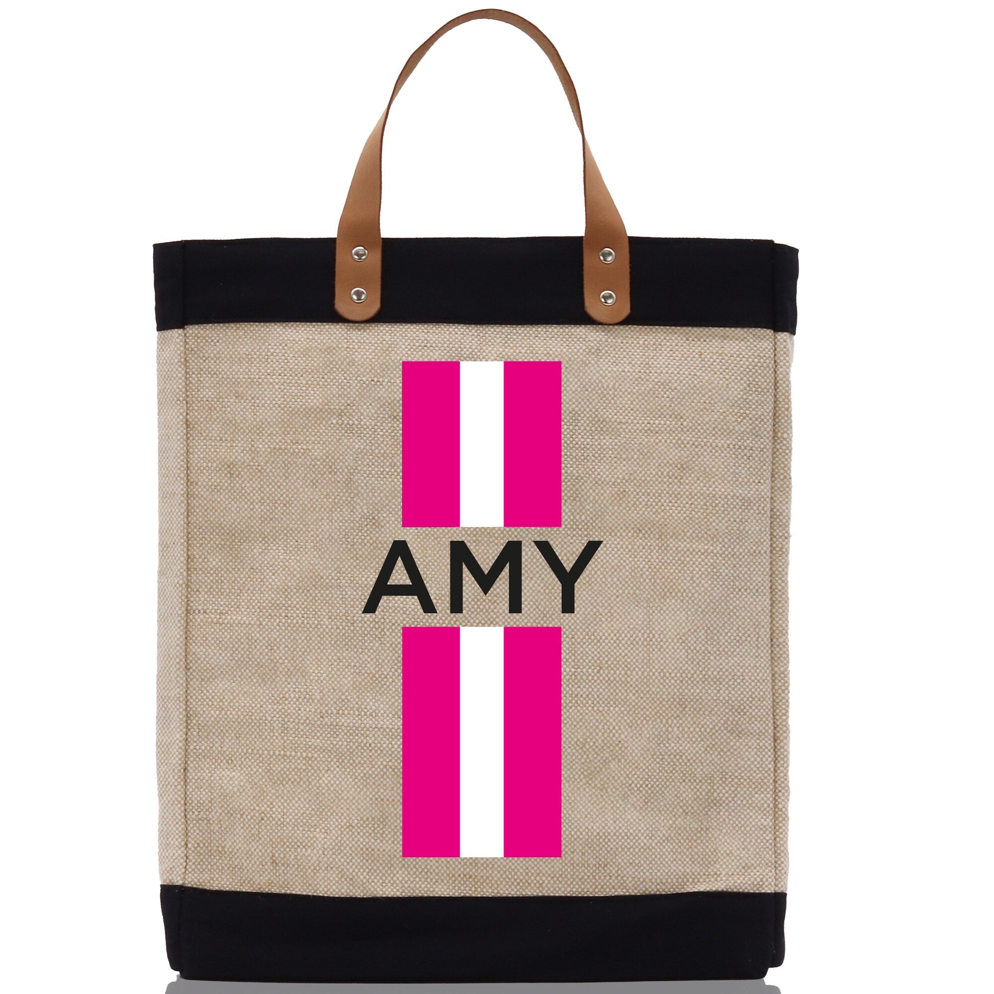 Personalized Monogrammed Canvas Tote Bag Striped Initials Custom Name Beach Bag Bridal Party Gifts Bride Gift Holiday Gift Bag - Aaria Tees Aaria Tees