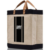 Personalized Monogrammed Canvas Tote Bag Striped Initials Custom Name Beach Bag Bridal Party Gifts Bride Gift Holiday Gift Bag - Aaria Tees Aaria Tees