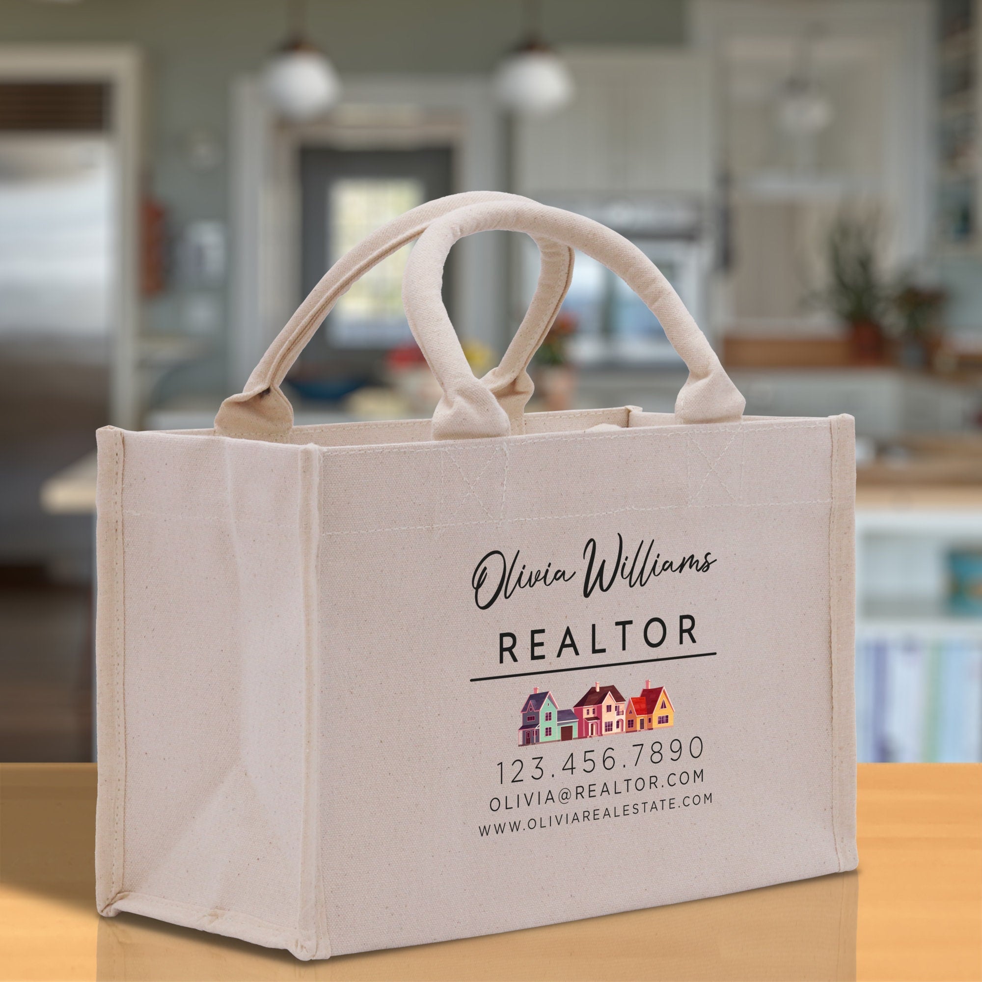 Realtor Tote Bag Personalized Business Tote Bag Custom Real Estate Agent Gift Bulk Business Logo Realtor Swag Real Estate Tote Bag - Aaria Tees Aaria Tees