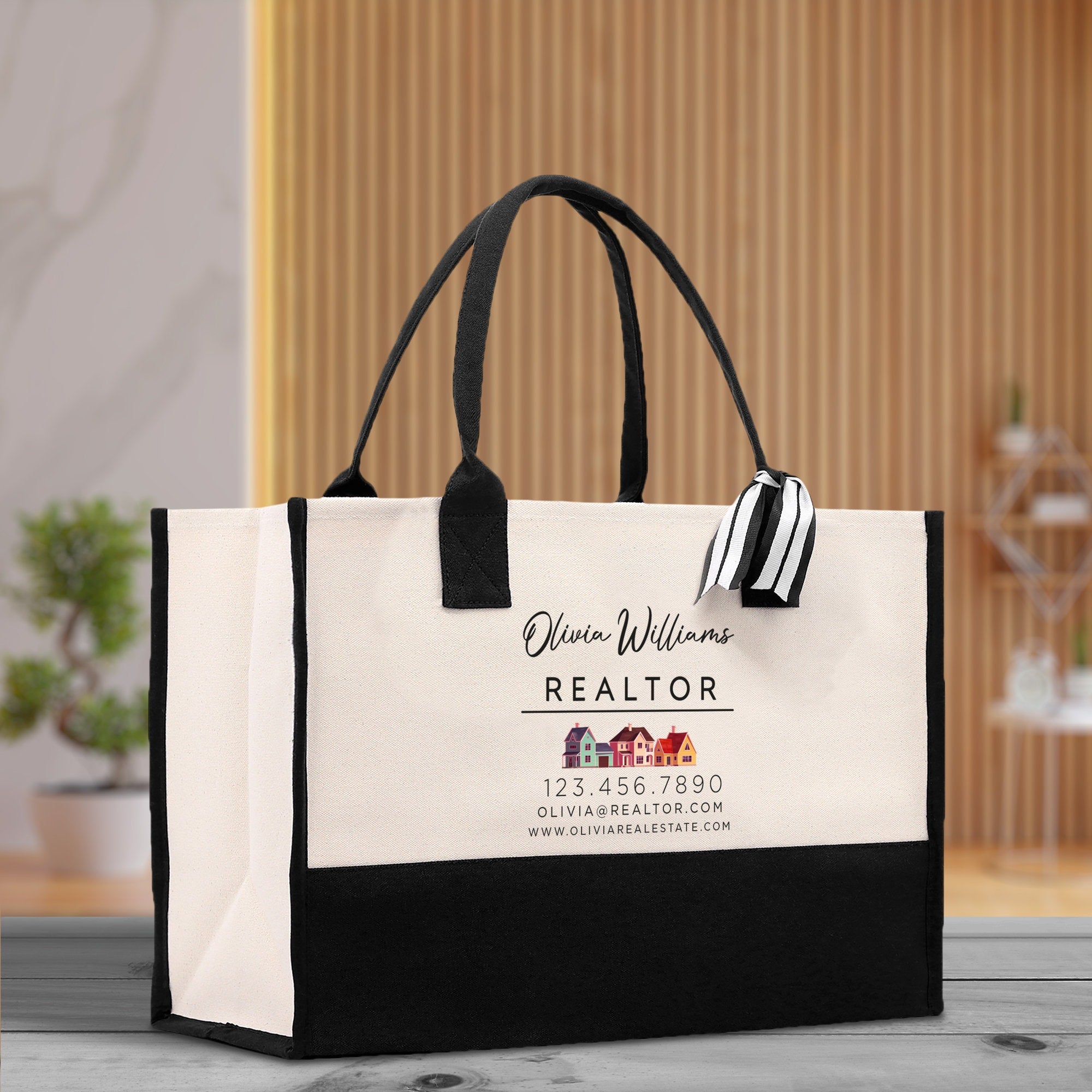 Realtor Tote Bag Personalized Business Tote Bag Custom Real Estate Agent Gift Bulk Business Logo Realtor Swag Real Estate Tote Bag - Aaria Tees Aaria Tees