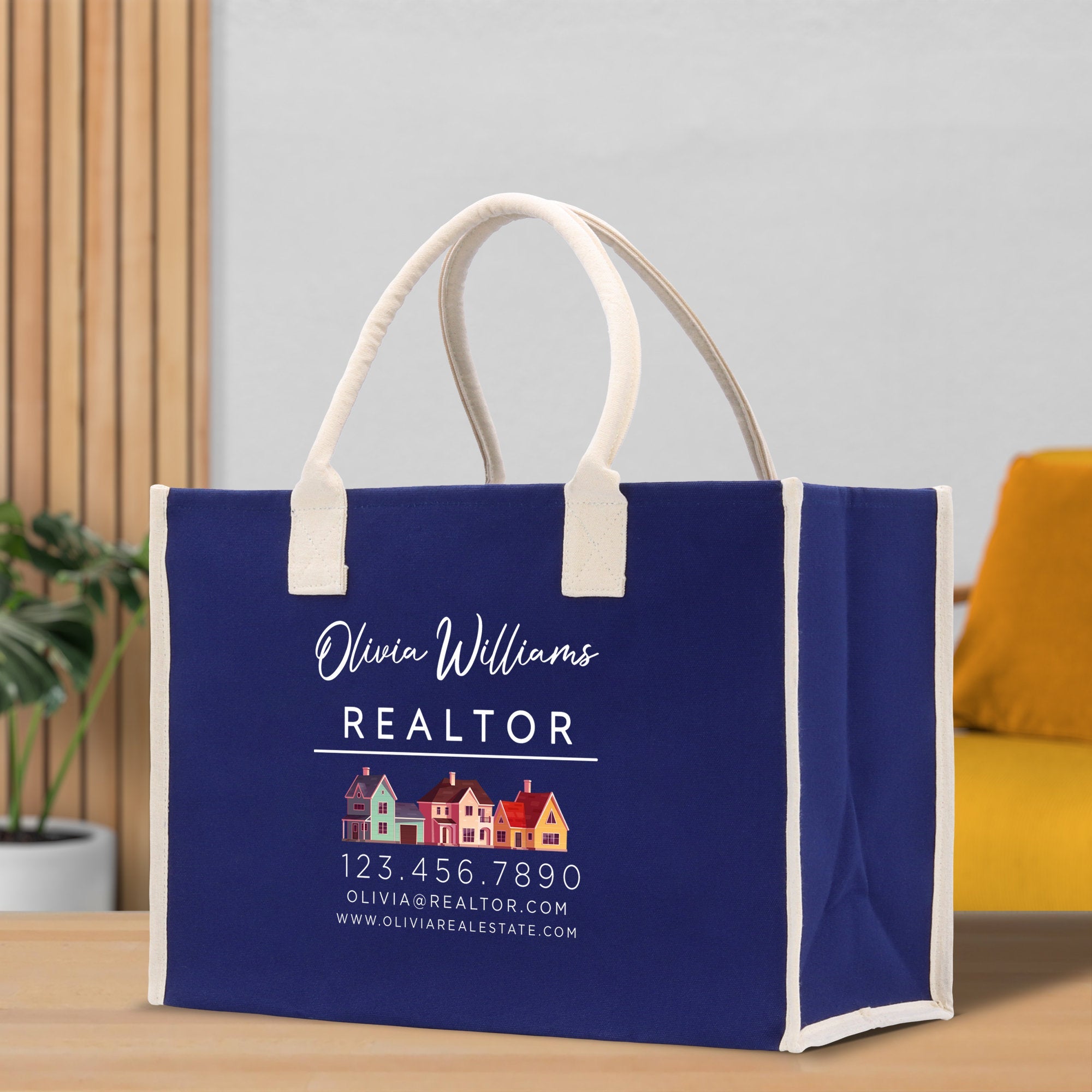 Realtor Tote Bag Personalized Business Tote Bag Custom Real Estate Agent Gift Bulk Business Logo Realtor Swag Real Estate Tote Bag - Aaria Tees Aaria Tees