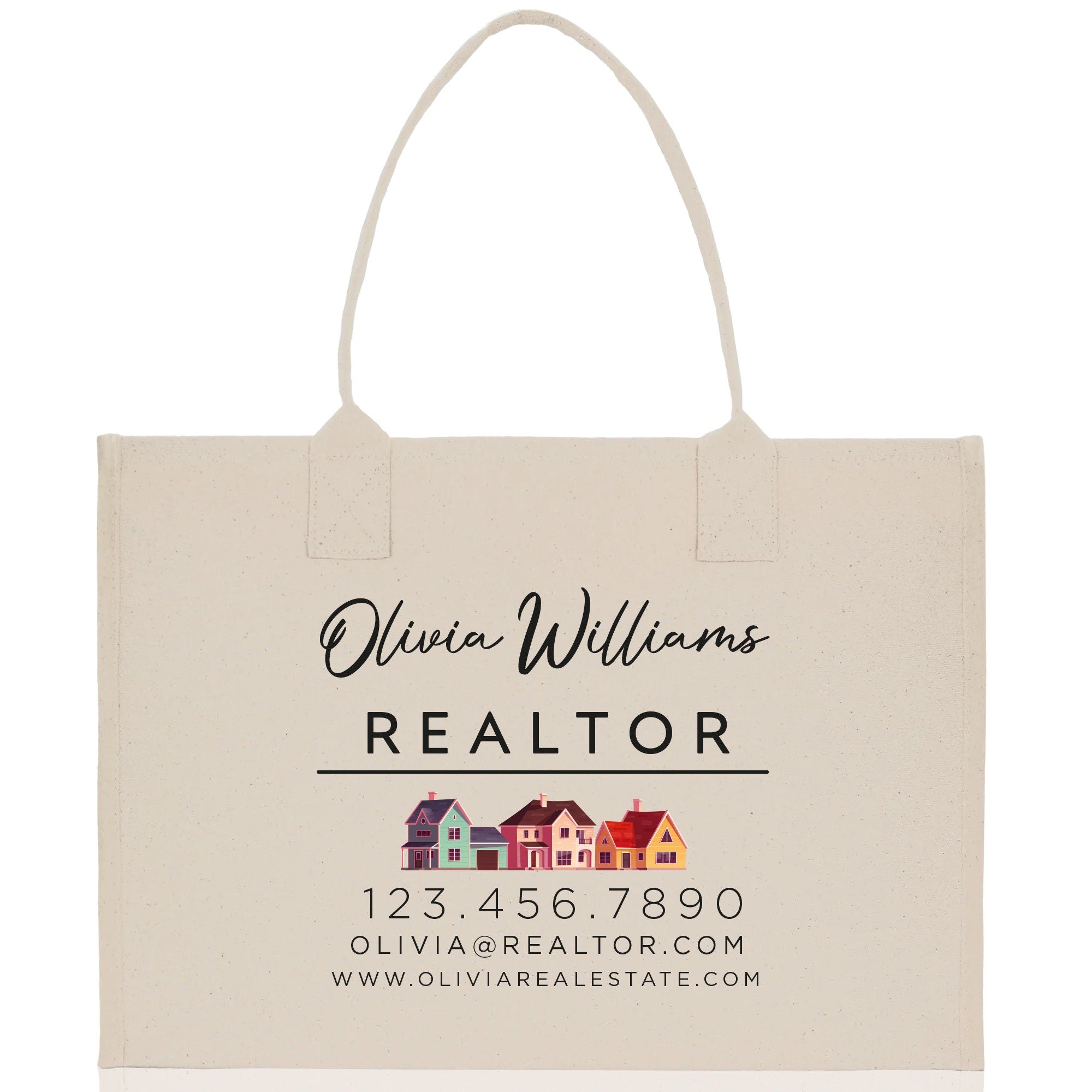 Realtor Tote Bag Personalized Business Tote Bag Custom Real Estate Agent Gift Bulk Business Logo Realtor Swag Real Estate Tote Bag - Aaria Tees Aaria Tees