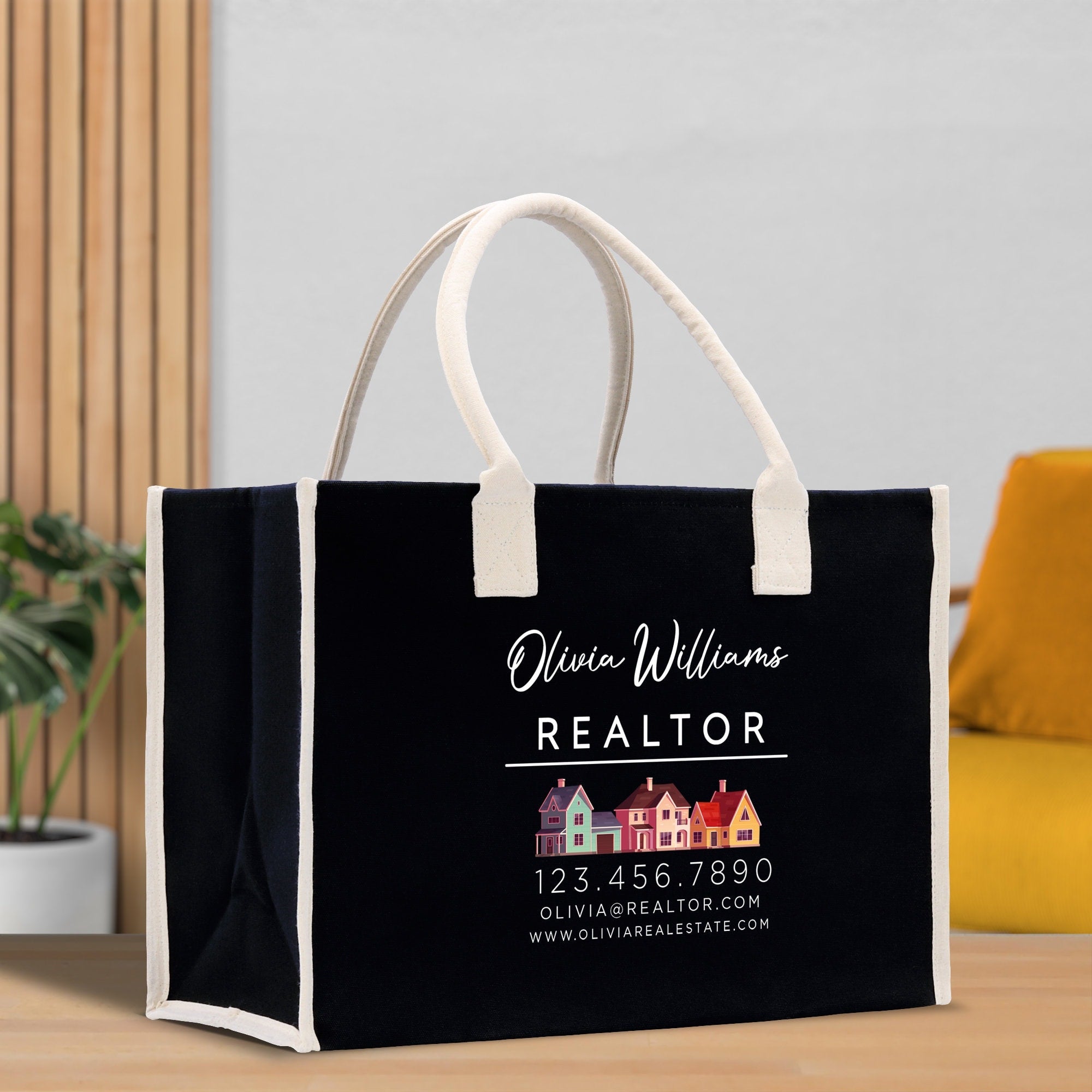Realtor Tote Bag Personalized Business Tote Bag Custom Real Estate Agent Gift Bulk Business Logo Realtor Swag Real Estate Tote Bag - Aaria Tees Aaria Tees