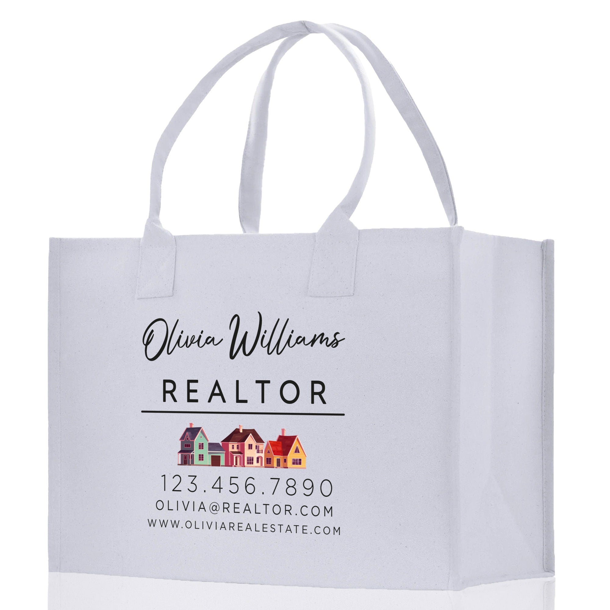 Realtor Tote Bag Personalized Business Tote Bag Custom Real Estate Agent Gift Bulk Business Logo Realtor Swag Real Estate Tote Bag - Aaria Tees Aaria Tees