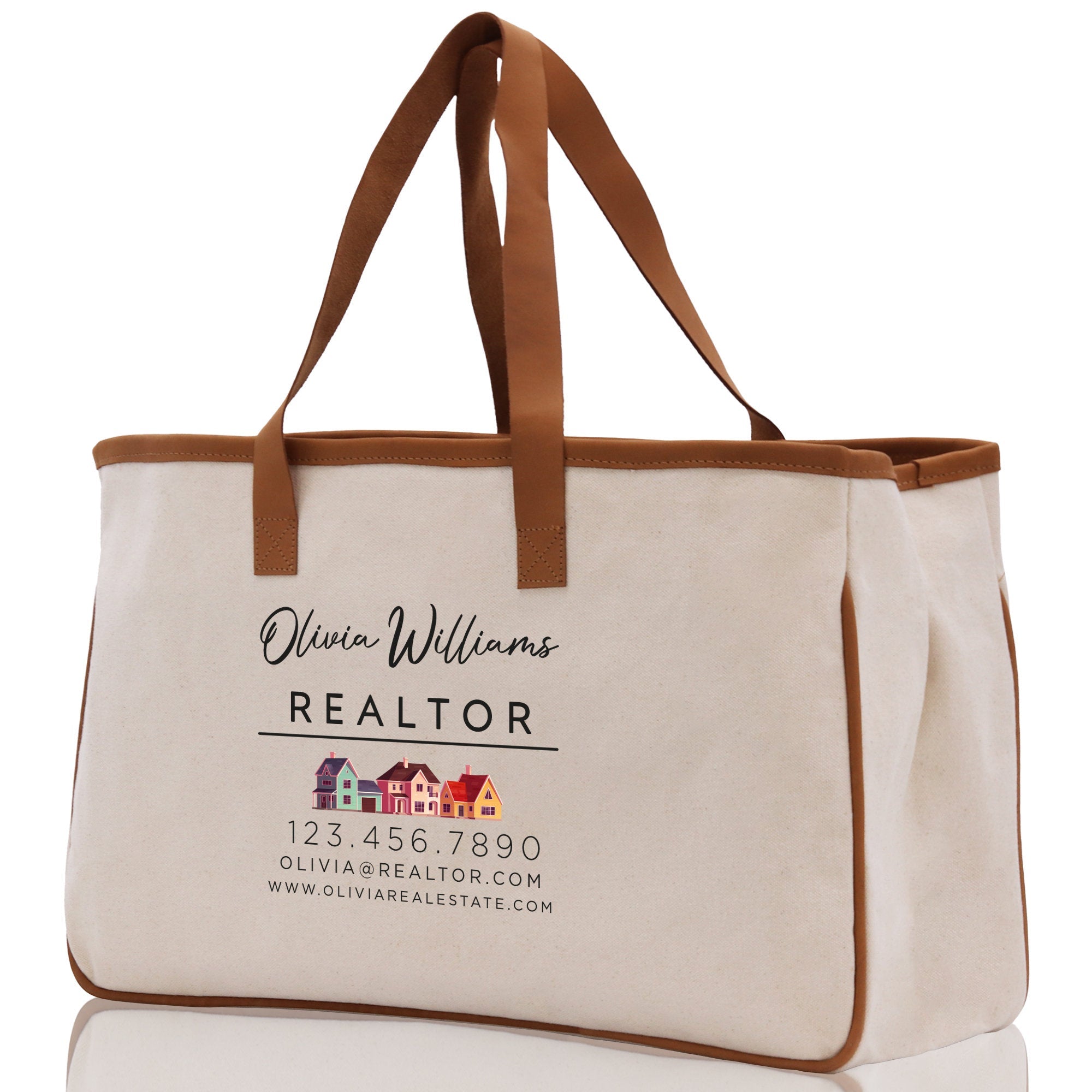 Realtor Tote Bag Personalized Business Tote Bag Custom Real Estate Agent Gift Bulk Business Logo Realtor Swag Real Estate Tote Bag - Aaria Tees Aaria Tees