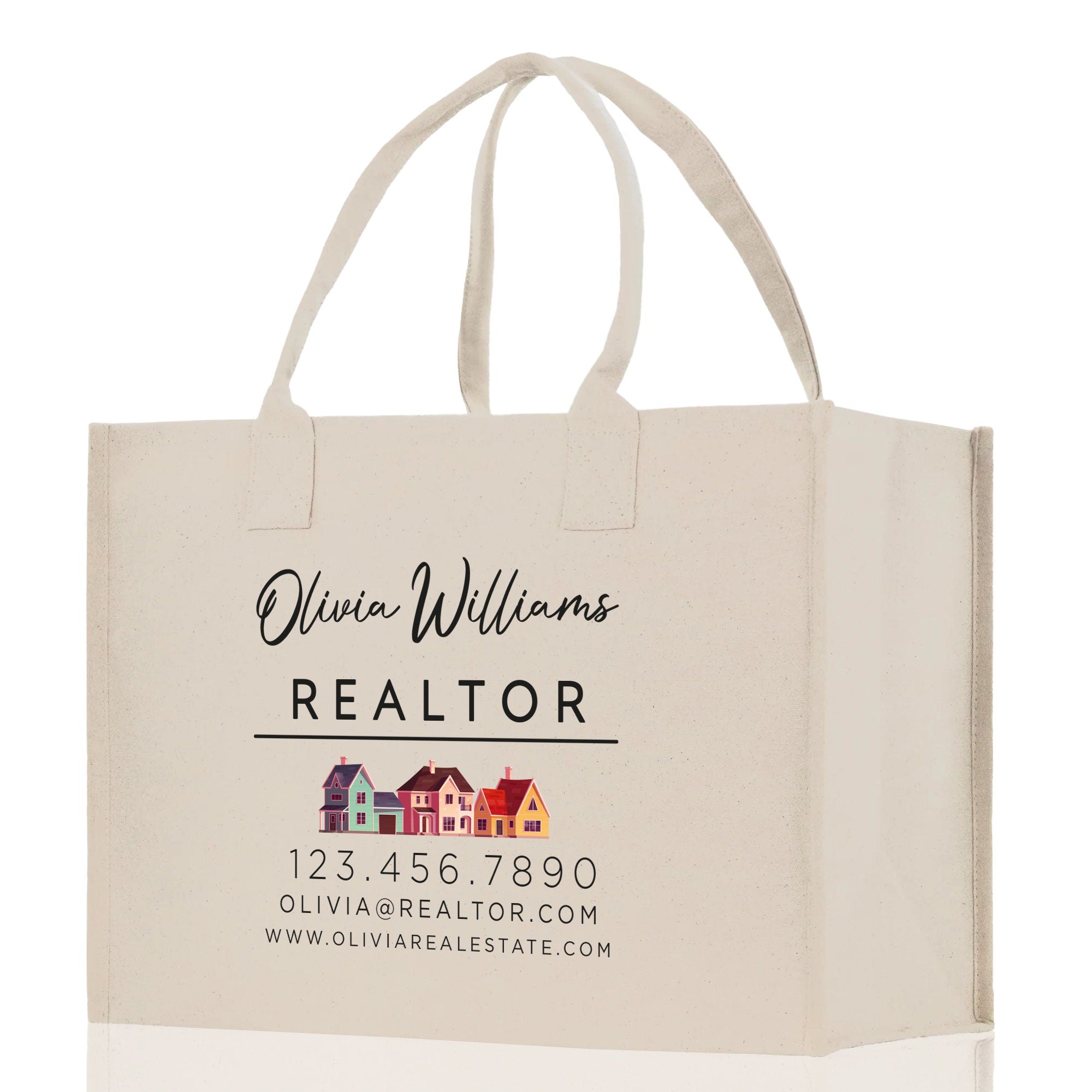 Realtor Tote Bag Personalized Business Tote Bag Custom Real Estate Agent Gift Bulk Business Logo Realtor Swag Real Estate Tote Bag - Aaria Tees Aaria Tees