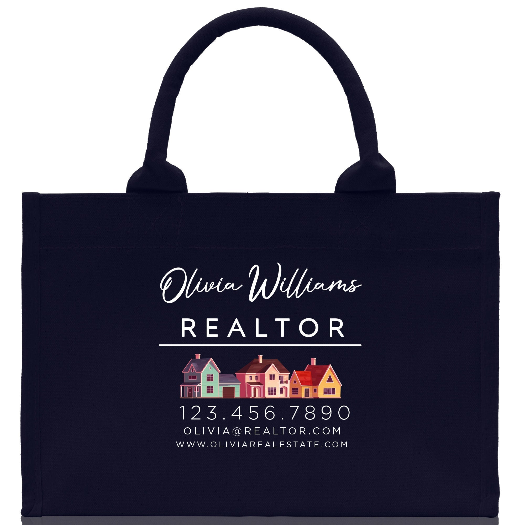 Realtor Tote Bag Personalized Business Tote Bag Custom Real Estate Agent Gift Bulk Business Logo Realtor Swag Real Estate Tote Bag - Aaria Tees Aaria Tees